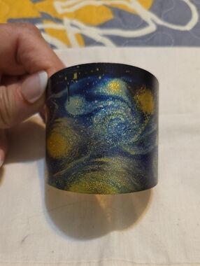 Starry Night Inspired Wall Art Cuff - Blue and Gold